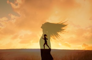 Young,Woman,Running,Free,In,Nature,Looking,To,The,Sky
