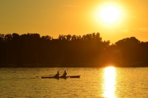 Ruderer in der Abendsonne