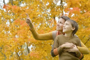 mother with her son in the park