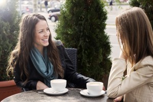 Young women in cafe