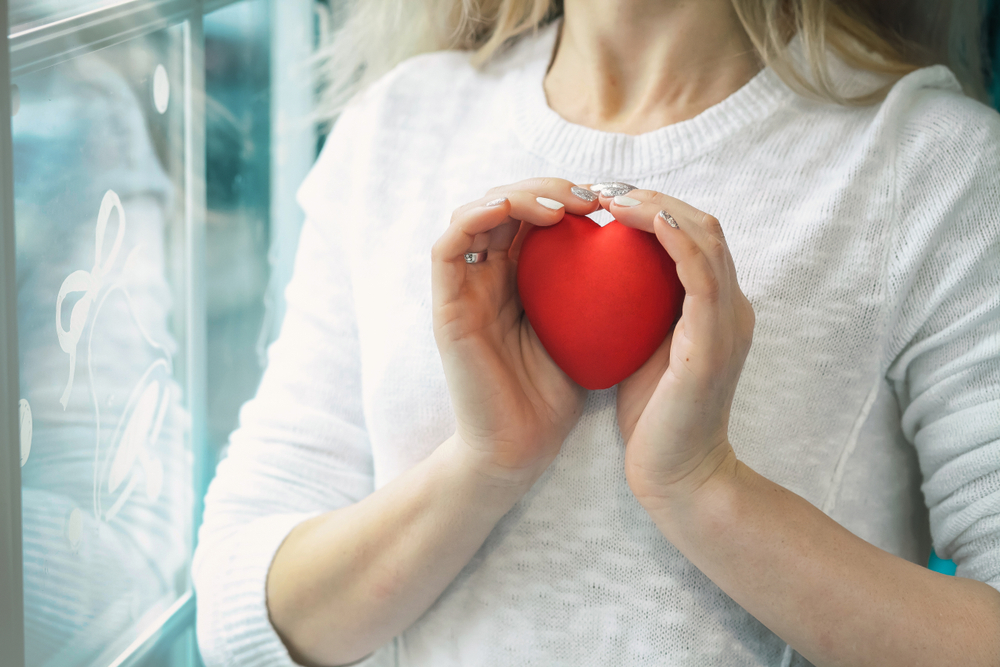 Woman,Take,Care,A,Red,Heart