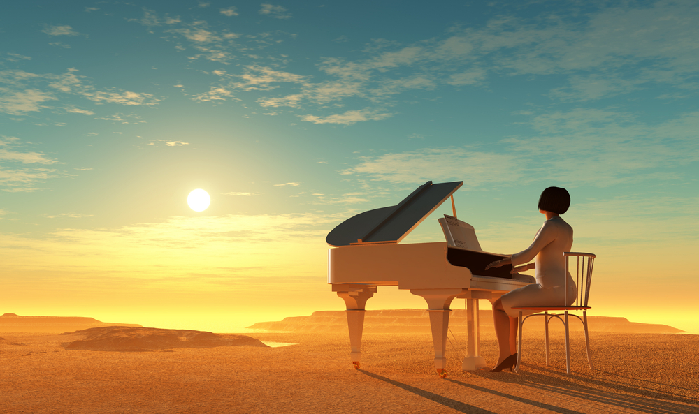 Woman,Playing,The,Piano.,3d,Render